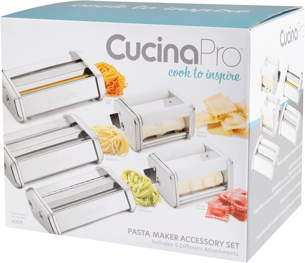 CucinaPro Pasta Maker Accessory Set- 5 Different Attachments