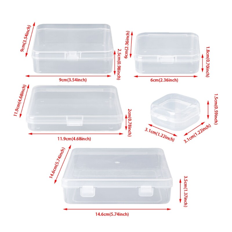 Square Transparent Plastic Jewelry Storage Boxes Beads for Case Container