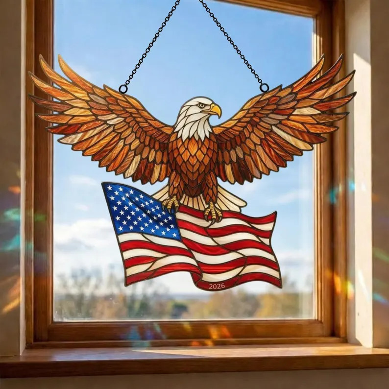 Eagle Patriotic Bird Suncatcher Acrylic