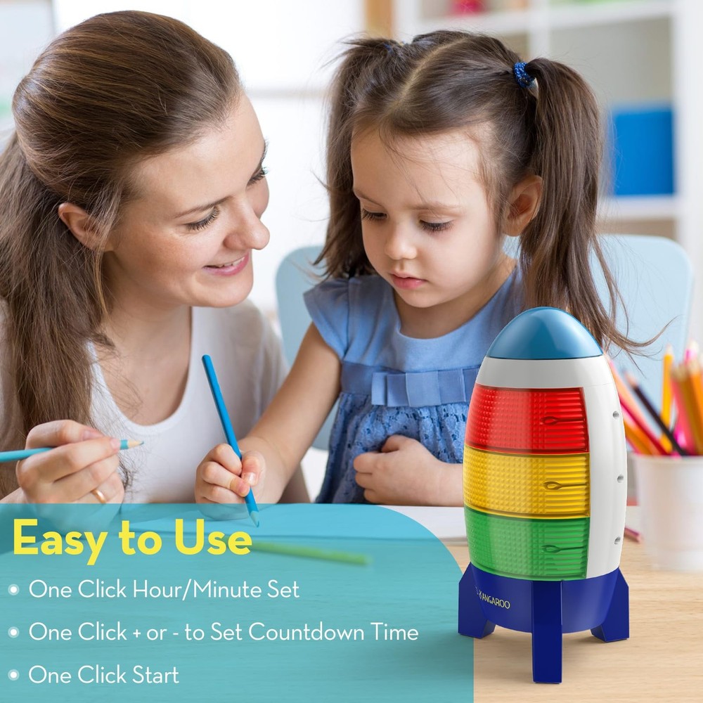 Countdown Timer! Blast Off Visual Timer for Kids with Audio Rocket, 0-24 Hour
