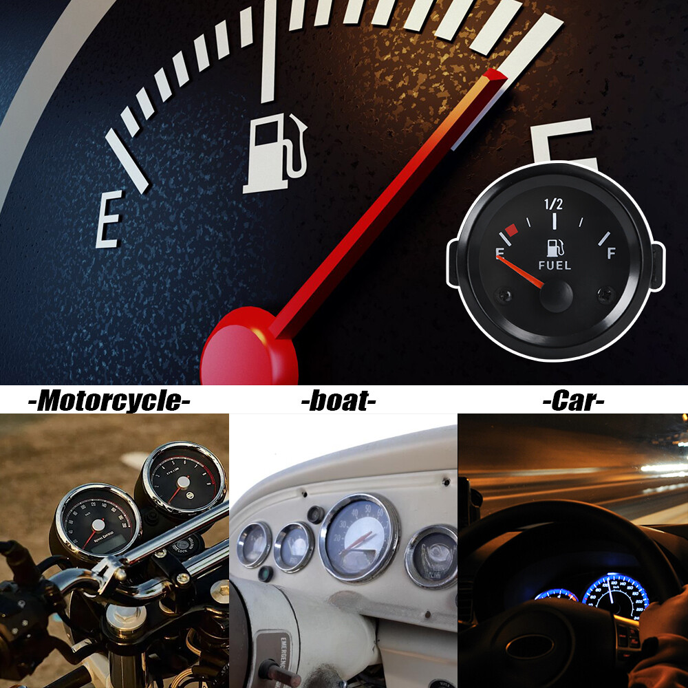 Universal 2"52mm Fuel Level Gauge Kit W/ Fuel Float Sensor E-1/2-F Pointer 12V