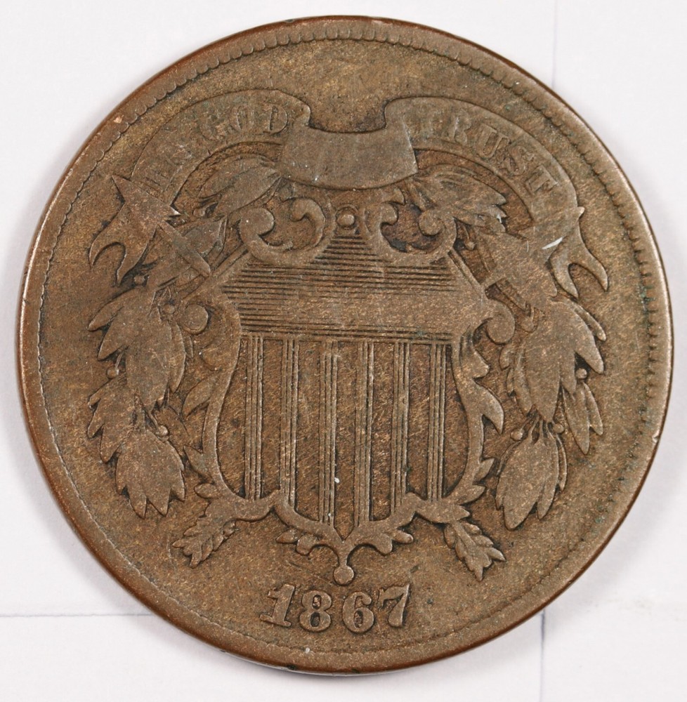 1867 2 Cent Piece.  Error Dbl Die Obv. Plus Rotated Reverse.  Fine.  177388