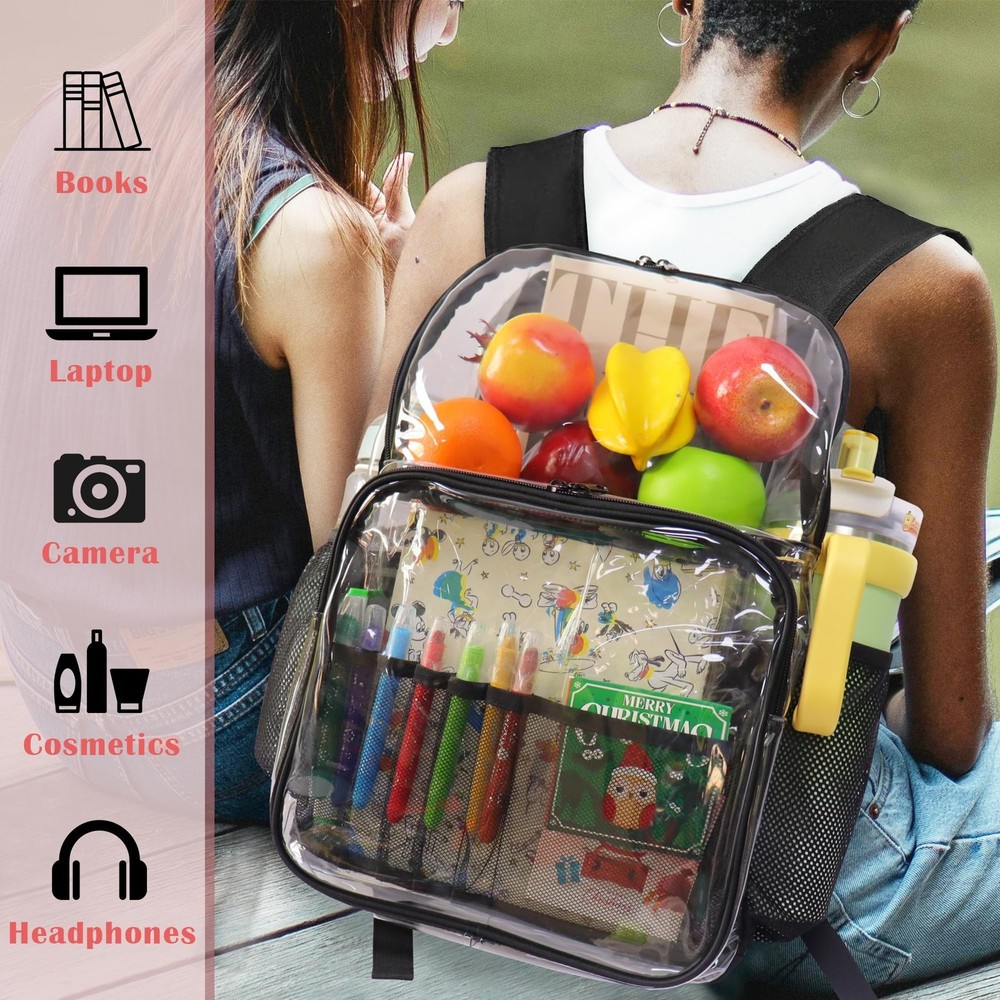 Clear Backpack,See Through Backpack School Approved Heavy Duty Clear Backpack...