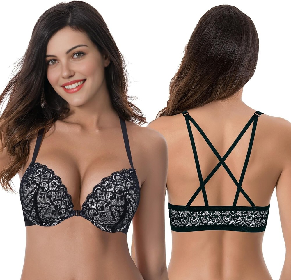 Curve Muse Attractive Push Up Front Closure Bra 38C 2-Pack Padded Underwire