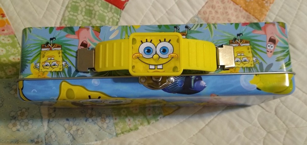 SpongeBob SquarePants Tin Tool Box Handle Latch/Hinge NEW Pencil Box Storage 🆕