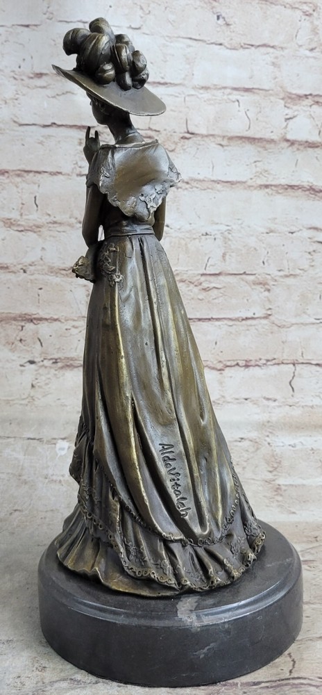 Signed Vitaleh Seductive Flapper Actress Bronze Sculpture Marble Lost Wax Method