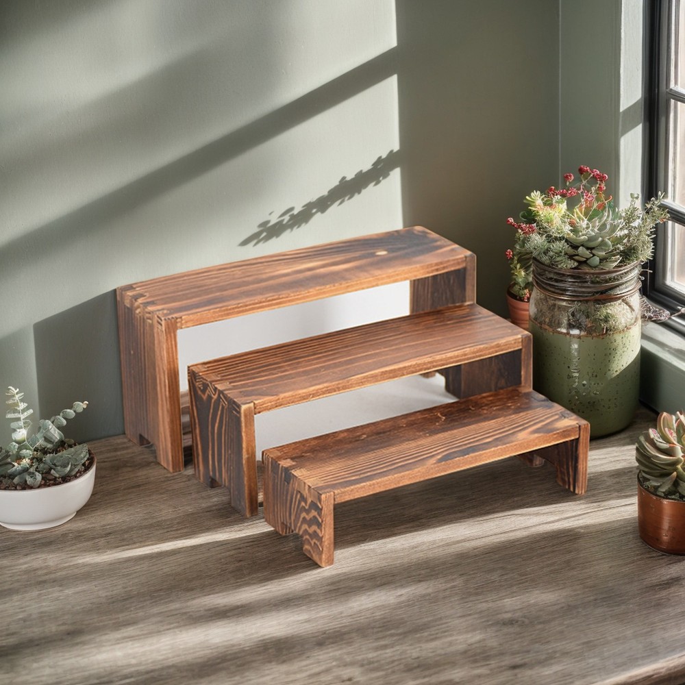 Wooden Risers For Table Display Wooden Cupcake Stand Rectangular Dessert