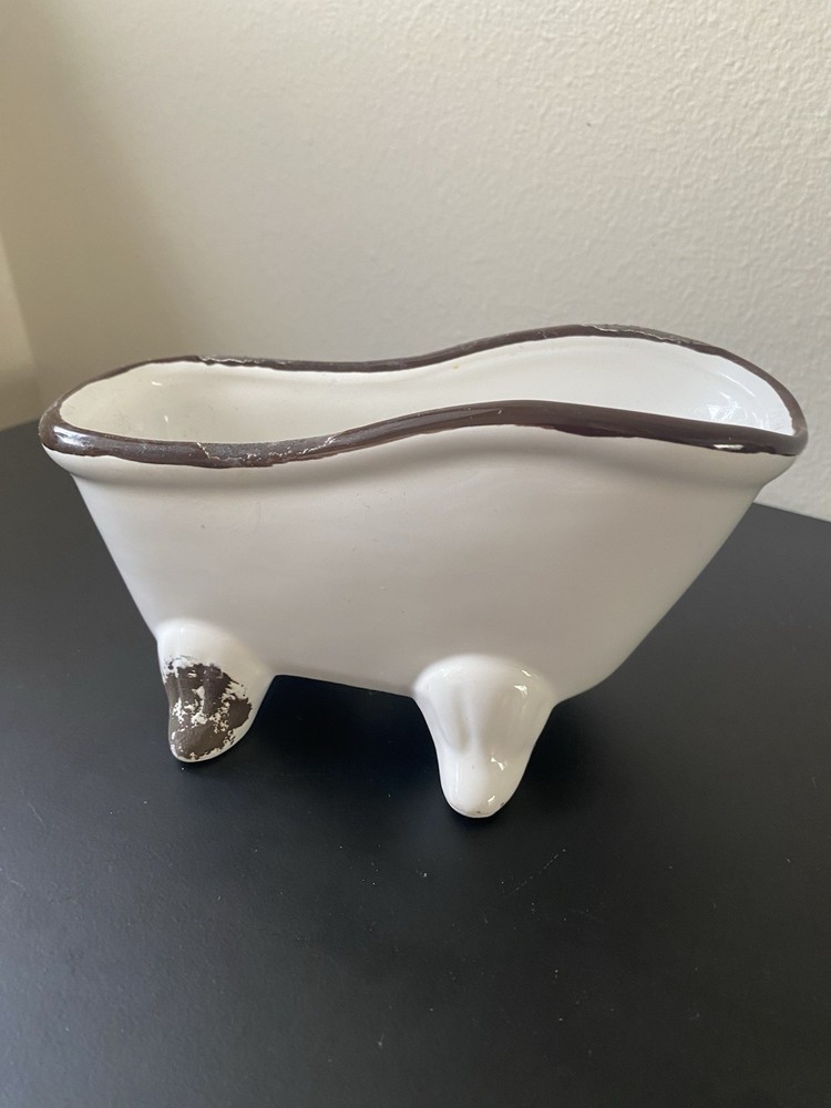 Decorative Ceramic Planter With Whimsical Bathtub Design