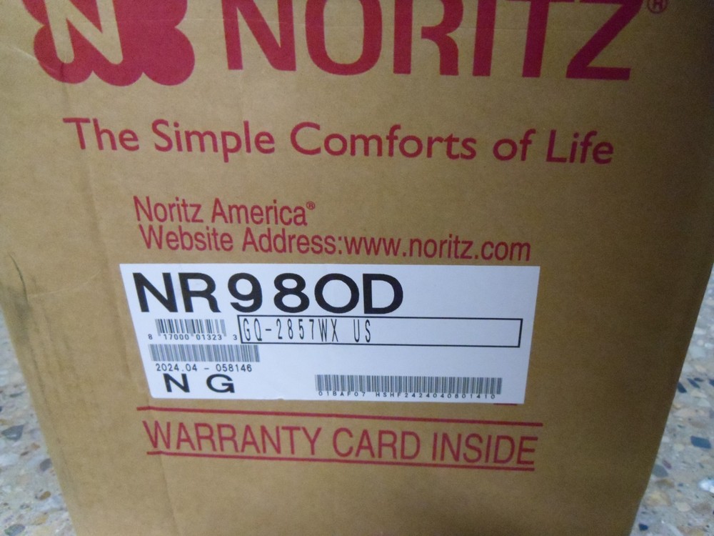 new Noritz NR98-OD NG Outdoor Tankless Natural Gas Water Heater 7.5 GPM read ad