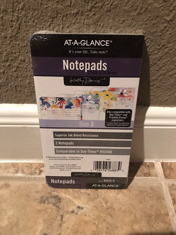 At-A-Glance Kathy Davis Notepad Lined Pages Refill Compact Size 4.25” X 6.75”