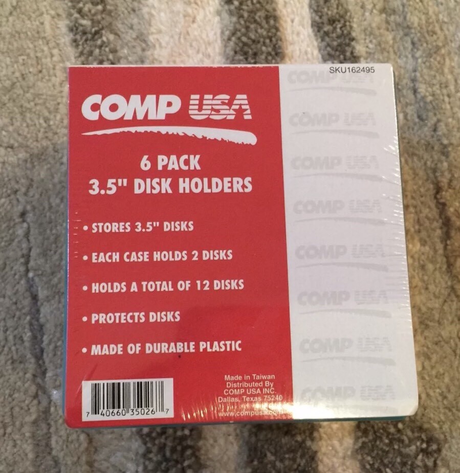 Comp USA 3.5" Hard Disk 6 Pack Holders Case Plastic Cases NEW Protective Colors