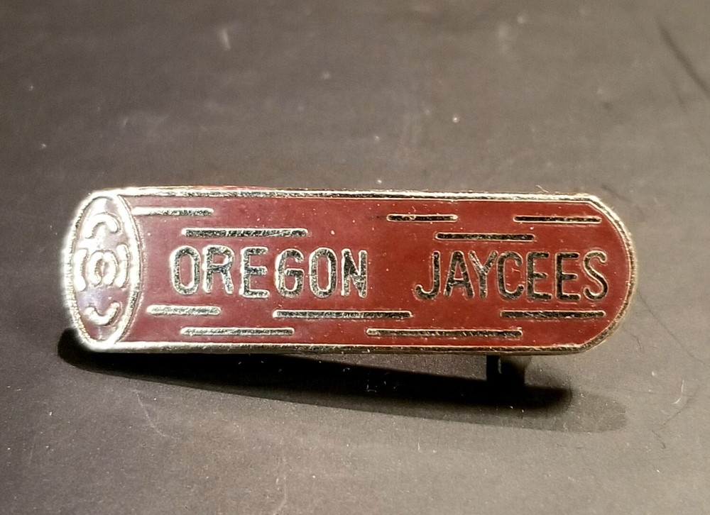 Vtg Oregon Jaycees Lumberjack Log Roll Tree Enamel Lapel Pin