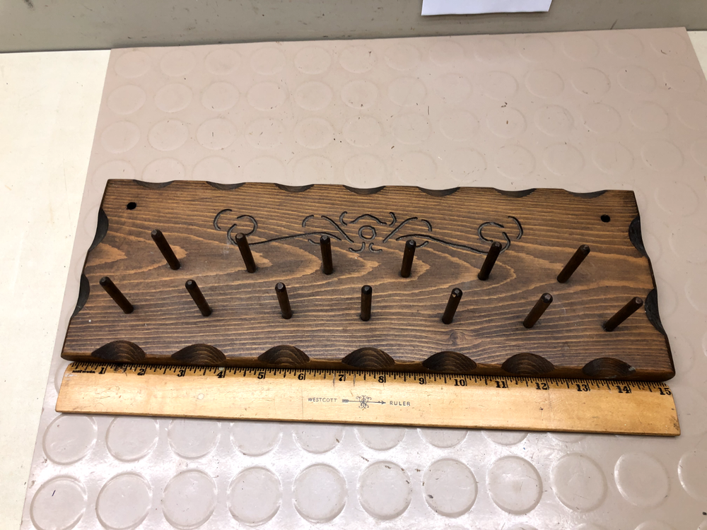 Vintage Thread Spool Holder Wall Hanging Wood Rack