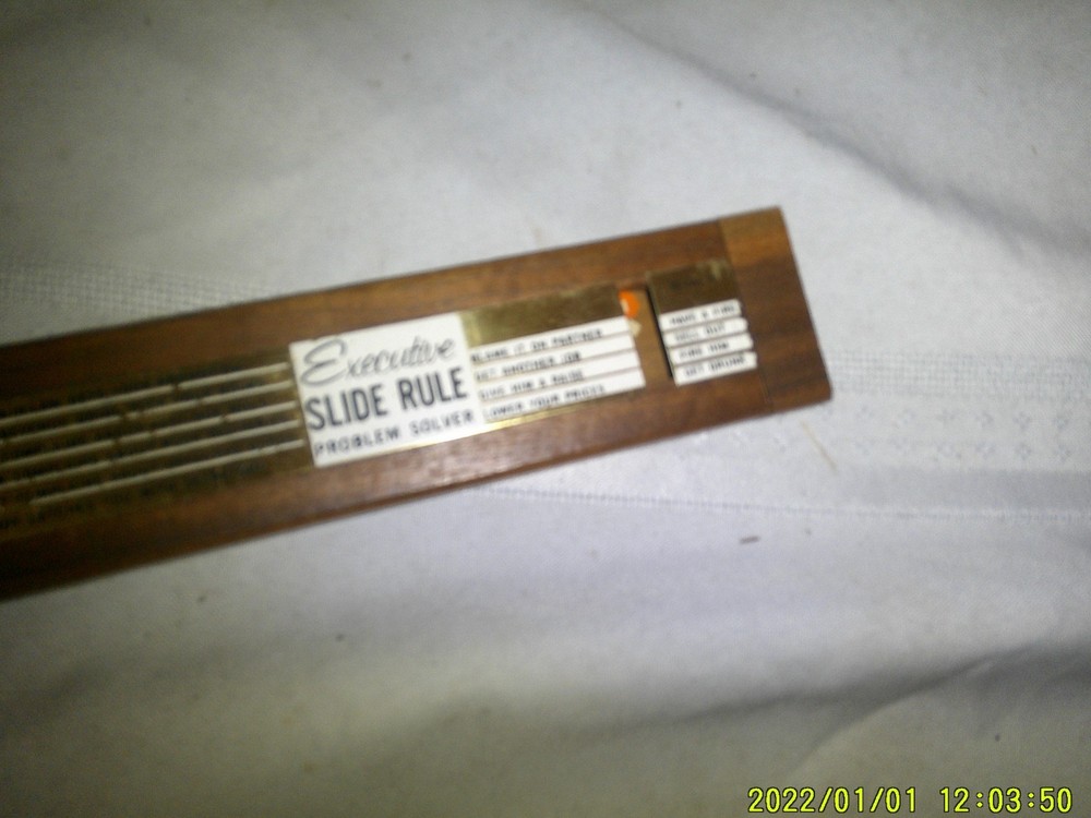 VINTAGE WOODEN COMICAL SLIDE BAR EXECUTIVE SLIDE RULE PROBLEM SOLVER