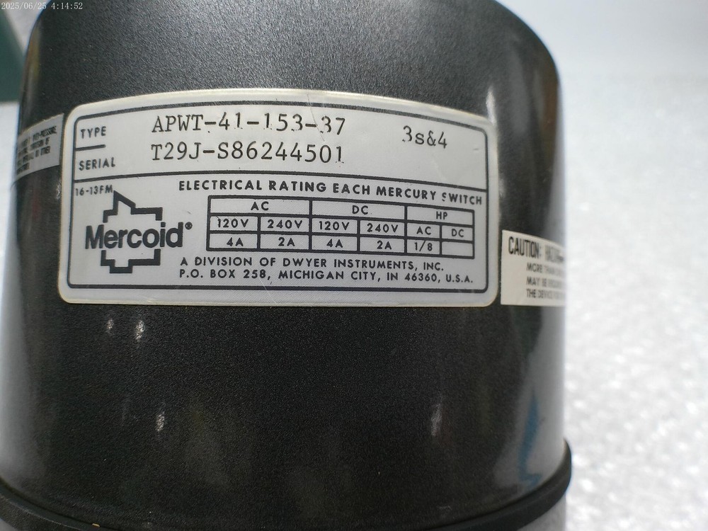 MERCOID APWT-41-153-37 PRESSURE SWITCH NSNP