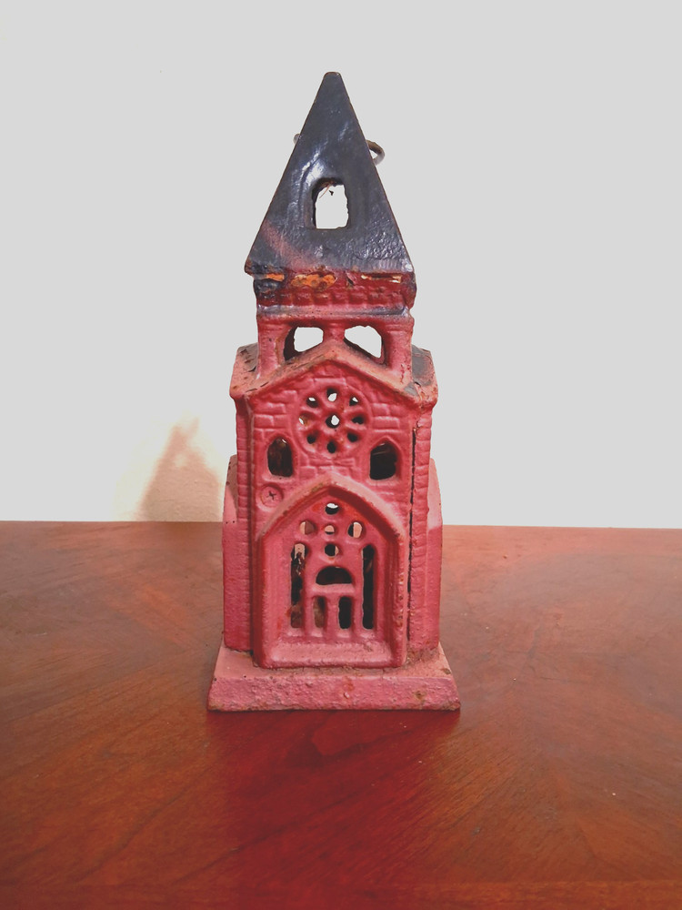 Vintage Heavy Cast Iron Cathedral Tower Lantern