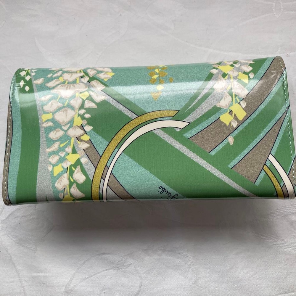 Emilio Pucci Bi-fold Wallet Green Floral Pattern