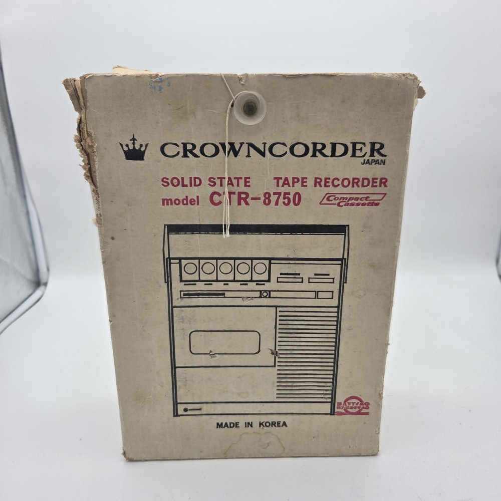 VTG Crowncorder Ctr-8750 Solid State Tape Recorder Made In Korea Cassette Tested