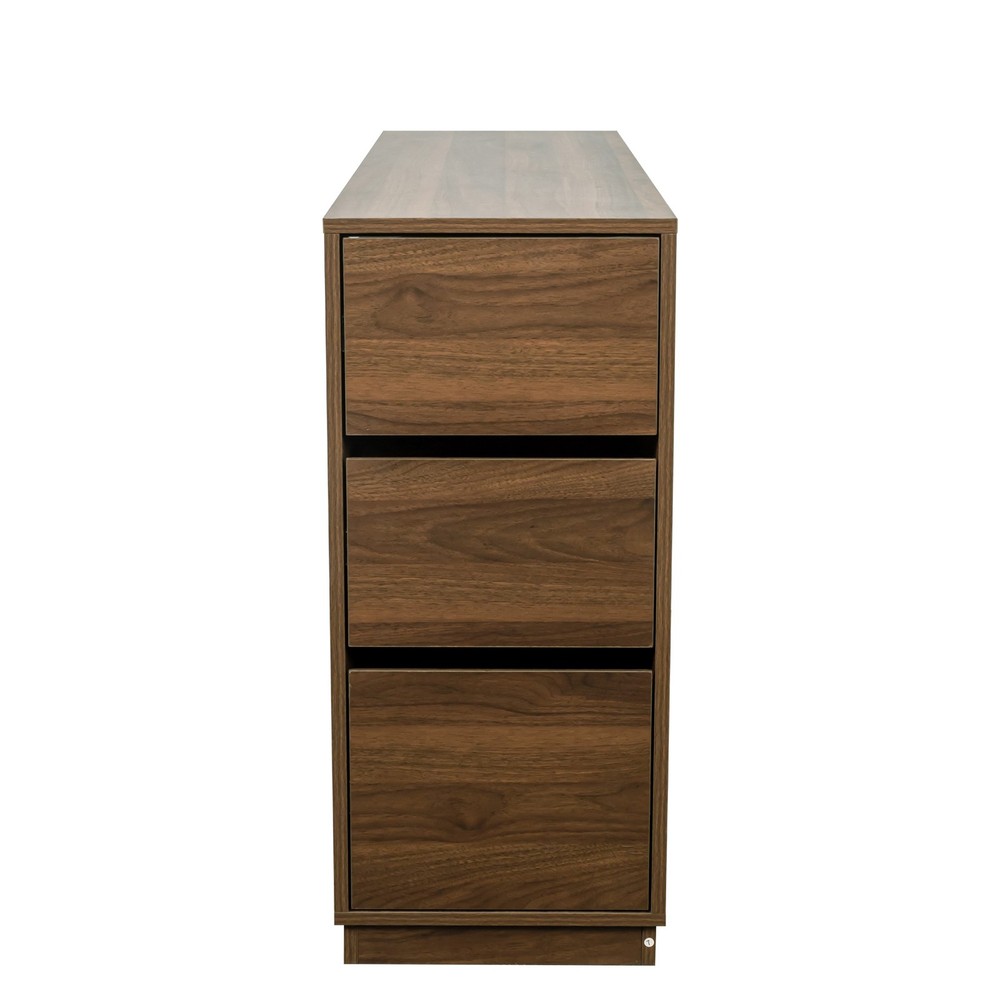 Small Kitchen Sideboard with Glass Sliding Doors, 3 Drawers & Display Shelf