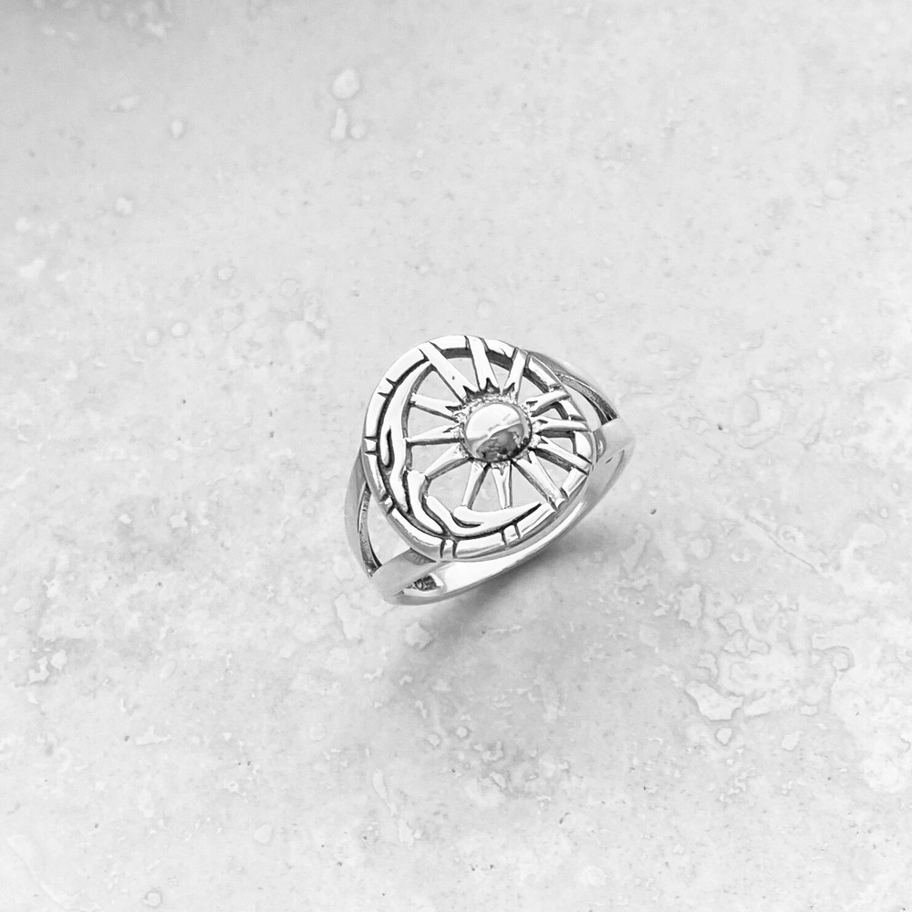Sterling Silver Moon and Sun Ring, Statement Ring, Silver Rings, Celestial Ring