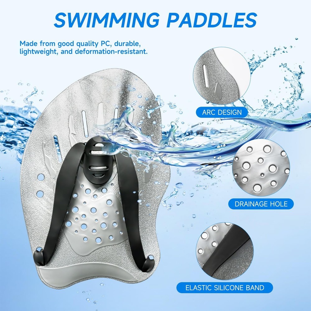 Contour Swim Paddles Hand, Training Hand with Medium, Grey