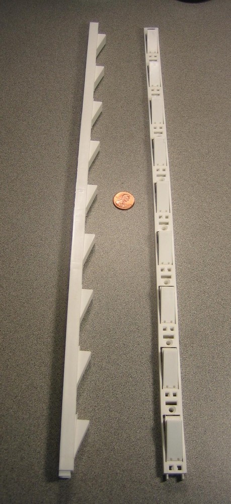 MONTEREY #118-P-WHITE PLASTIC SHELF SUPPORT STRIPS, 18" LENGTH, STACKABLE