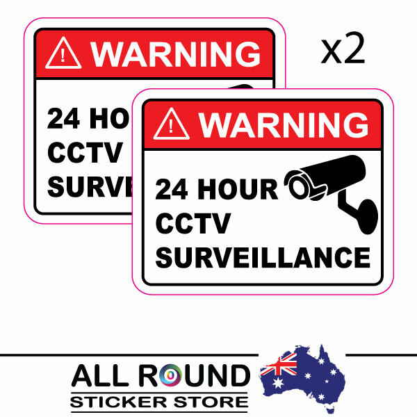 2 x Warning Stickers Security camera surveillance warning-CCTV
