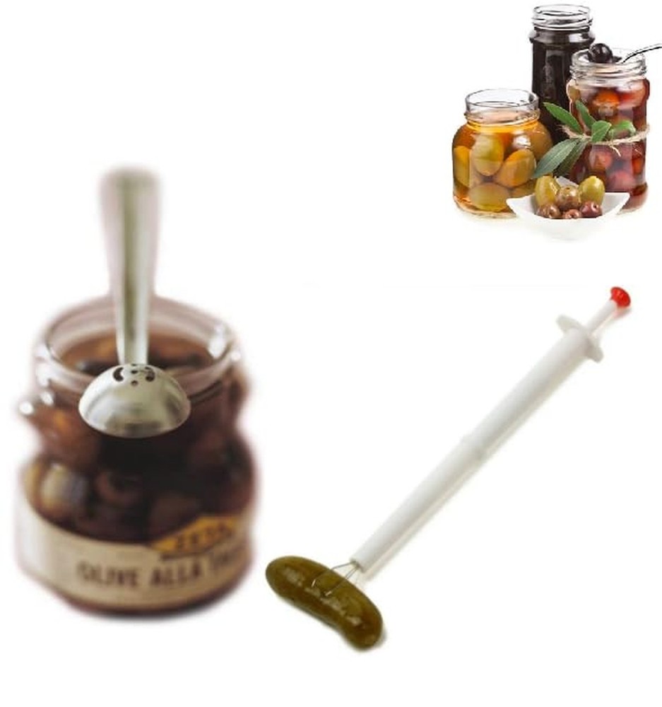 Pickle Pincher with Olive Spoon Set,Flexible Picker Fork n Long Handle Pick J...
