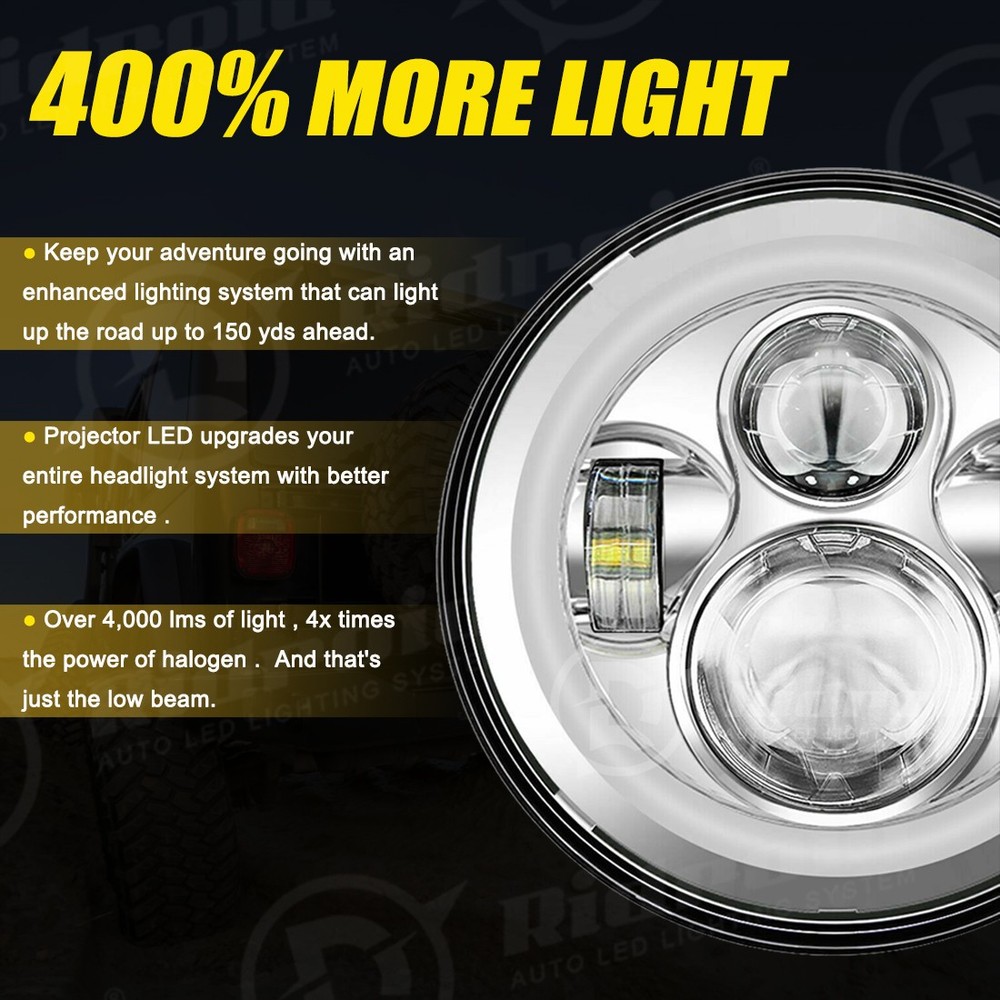 For Harley Davidson Electra Glide Classic 7" LED Headlight + 4.5" Passing Lights