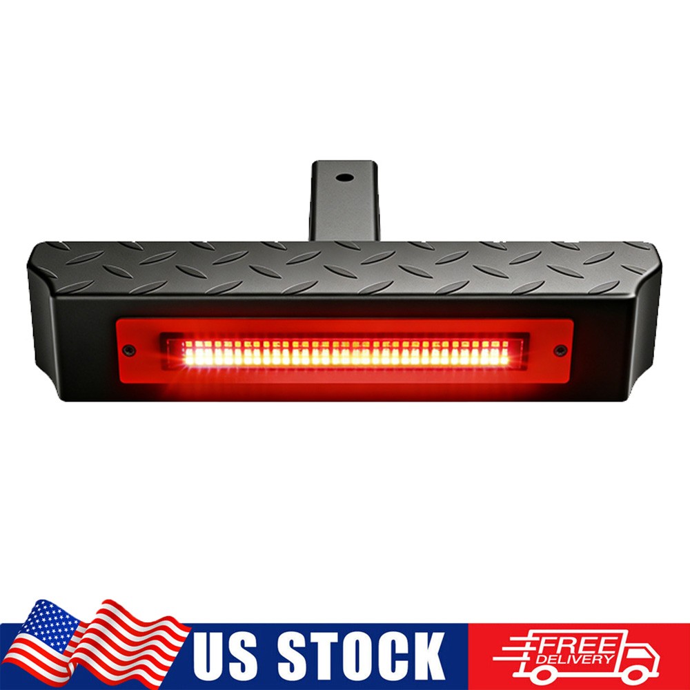 2'' Receiver Trailer Tow Hitch Step Bar w/ LED Brake Light Tailgate Bumper Guard