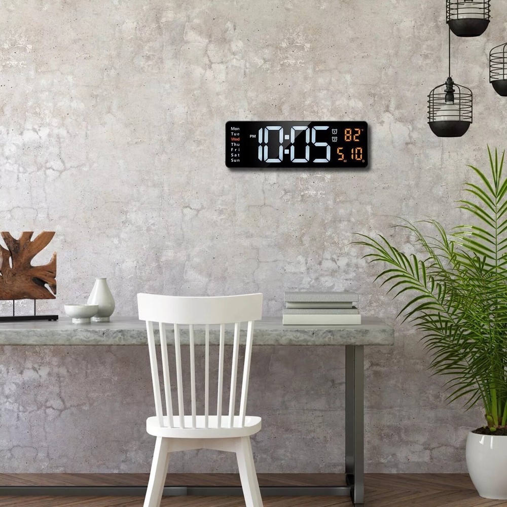 16" Large Digital Wall Clock with Remote, Large Display LED Wall Clock Timer ;