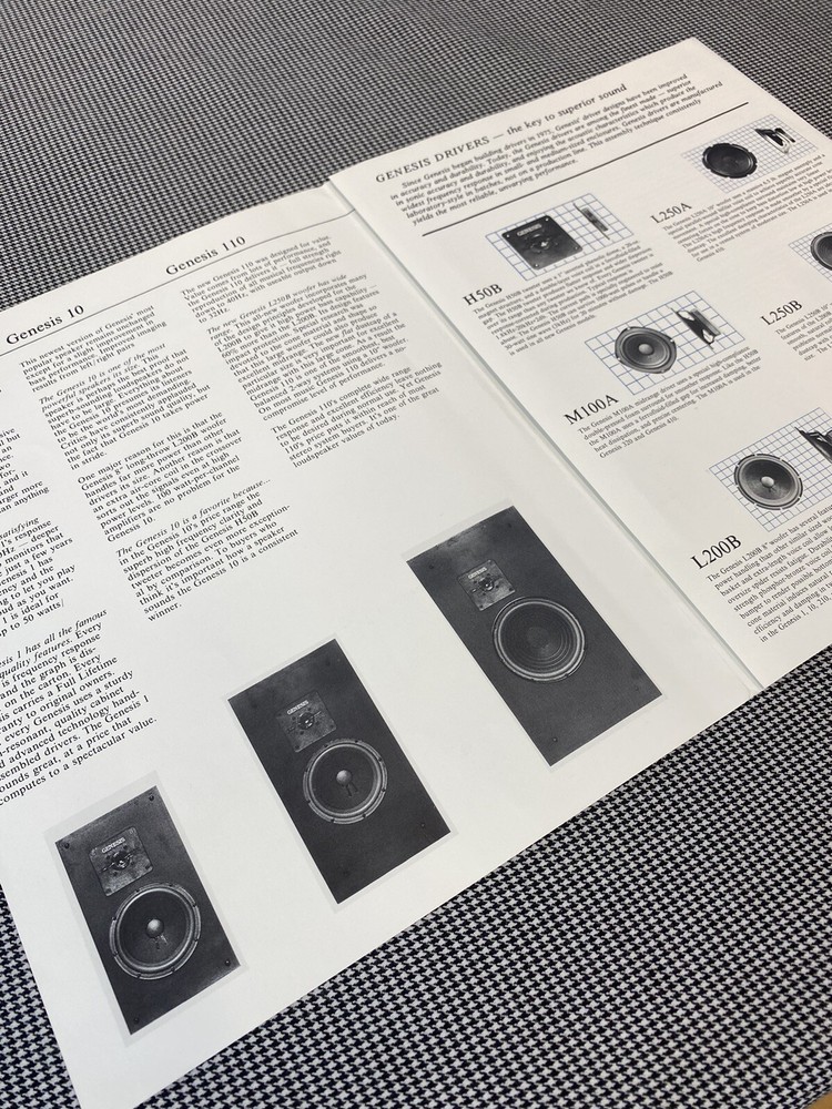GENESIS LOUDSPEAKER PRODUCTS INFORMATION BROCHURE J0342