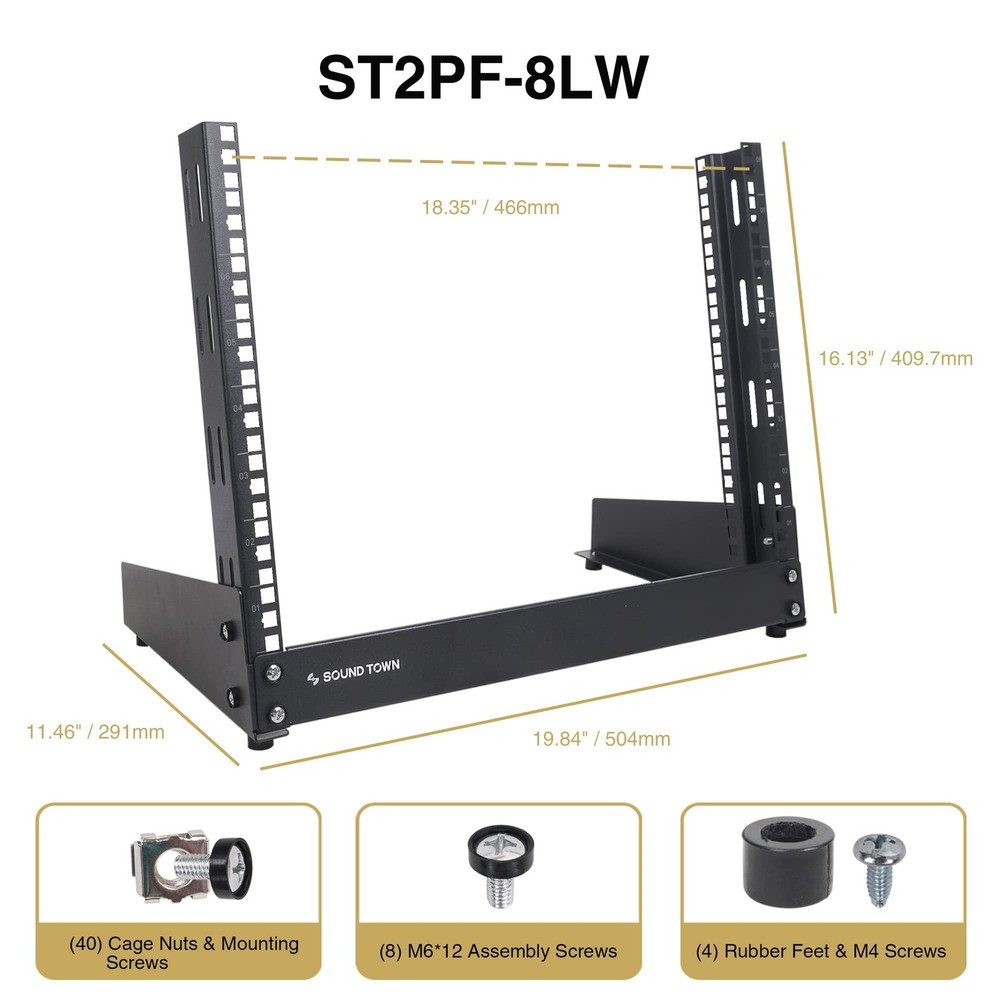 8u 2post Desktop Openframe Rack For Audio/video Network Switches Routers Patch P