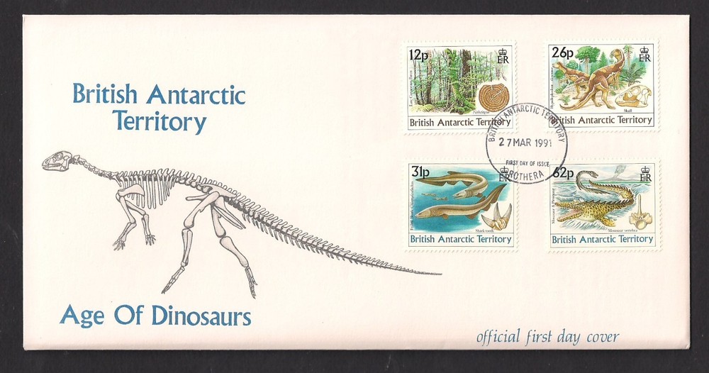 British Antarctic Territory BAT FDC Scott 172-175 1991 Dinosaurs