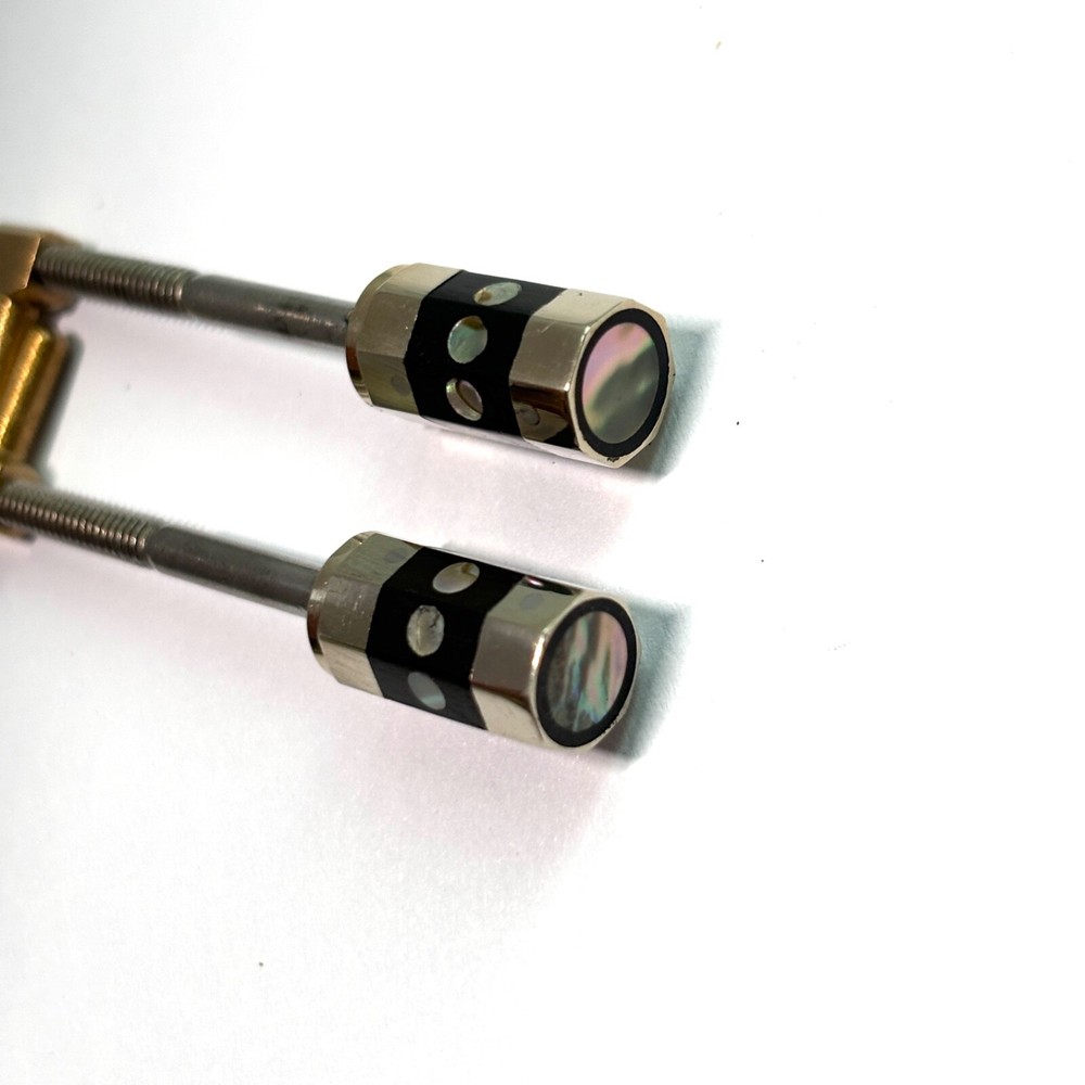 2× 4/4 Violin Nickel Silver Button 8 Abalone Dots Inlaid Screw