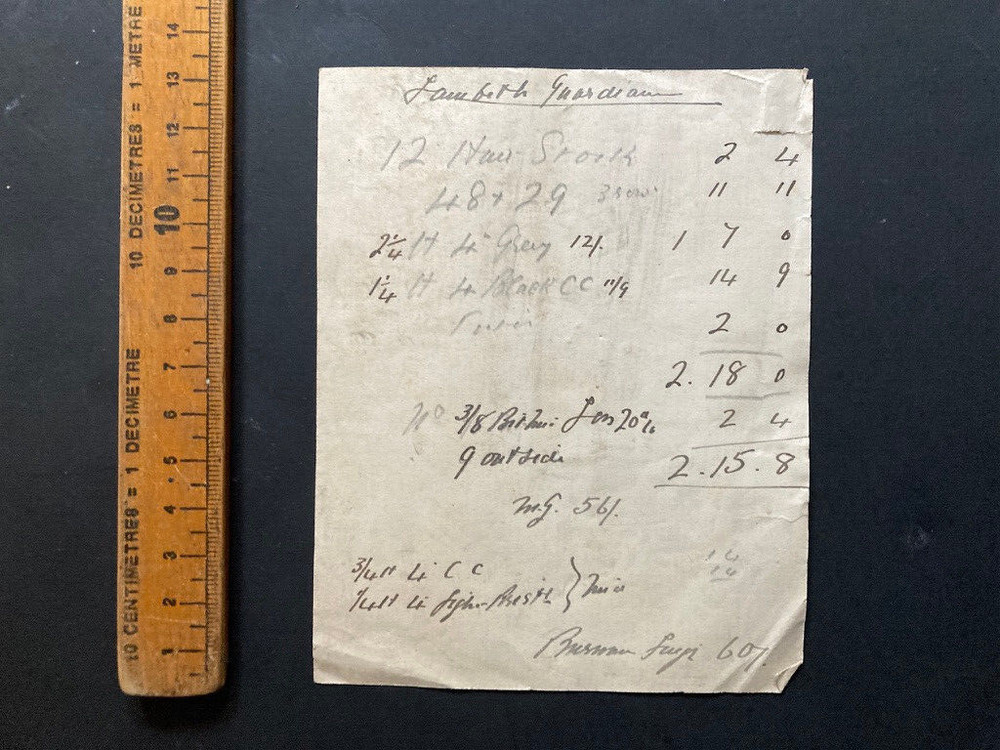 Lambeth Guardian bill slip invoice