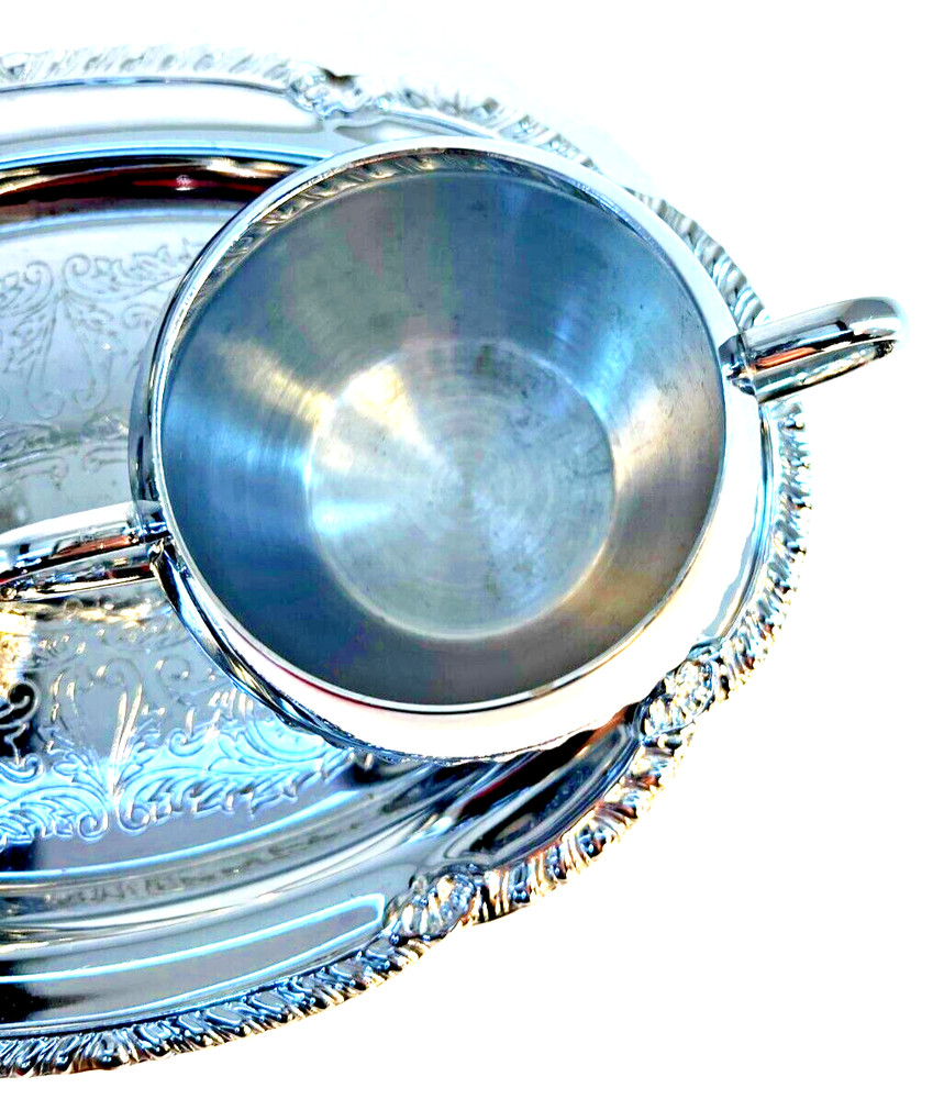 Irvinware Tray With Scrollwork Lidded Sugar Bowl and Creamer