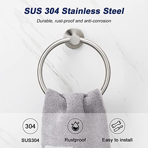 Bath Towel Ring, Bathroom Hardware Accessories- Thicken Brushed Nickel