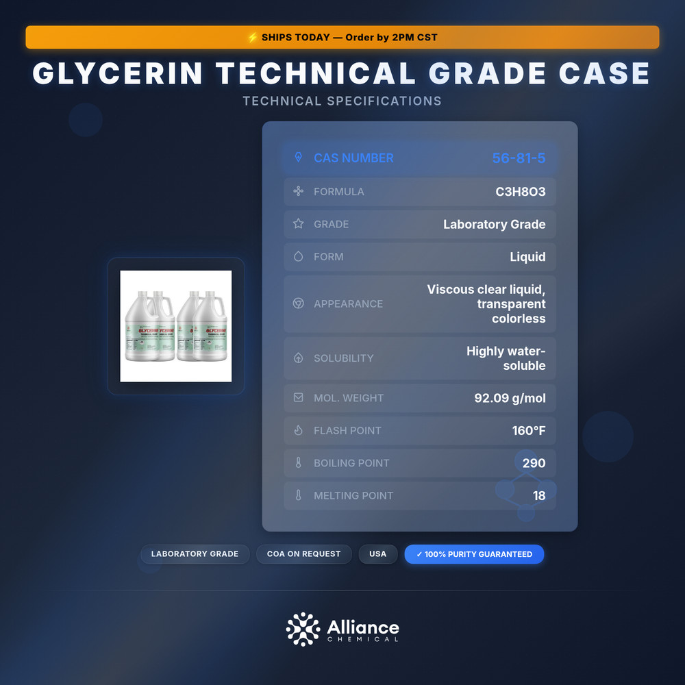 Glycerin Technical Grade - 4 Gallon Case