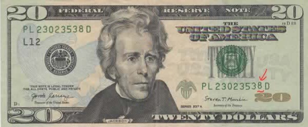 $20 Dollar Bill Misaligned Serial Numbers Unique Printing Error!