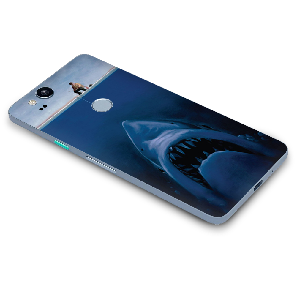 Google Pixel 2 Skins Decal Wrap Jaws Great White Under Boat