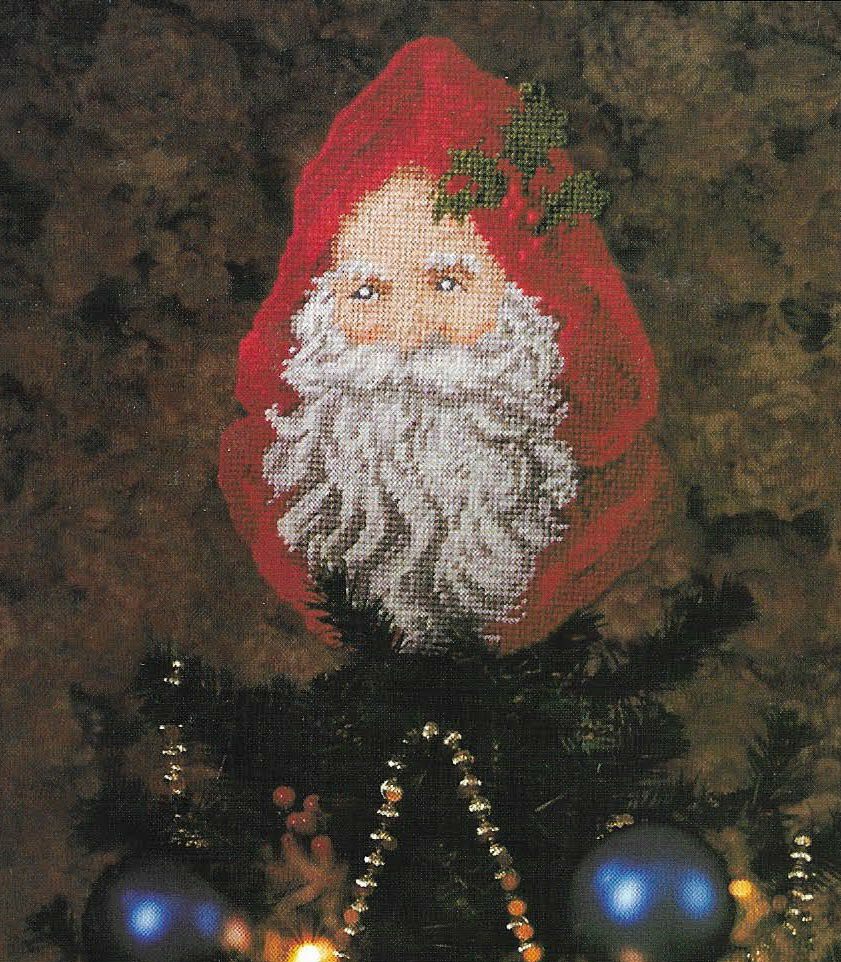 SANTA FRAMED PIECE & TREE TOPPER CHRISTMAS PLASTIC CANVAS PATTERN INSTRUCTIONS