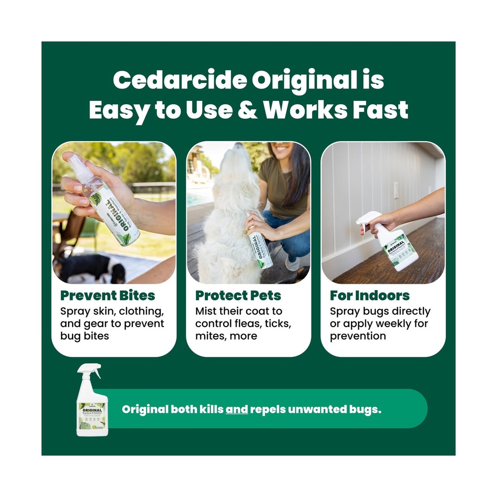 Cedarcide Original Bug Spray | Repel & Kill Fleas, Ticks, Mosquitoe... Fast Ship