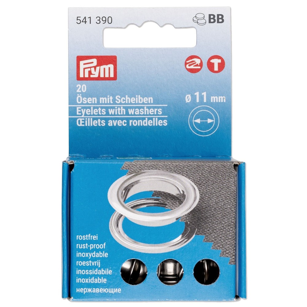Eyelets with washers 11 mm Refill Silver 20pc