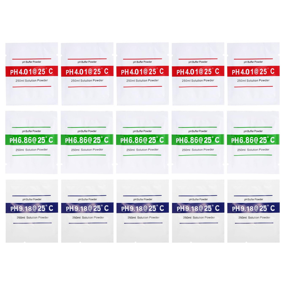 15 Pack Ph Meter Buffer Solution Powder Ph 6.86, 4.01, 9.18 for Precise Calibrat