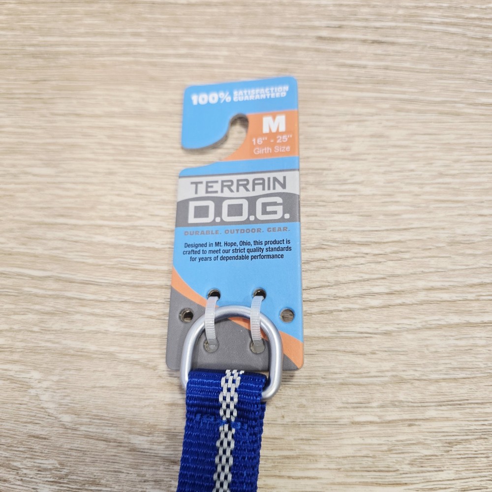 Terrain D.O.G. Harness Medium Blue Orange Reflective Stripe