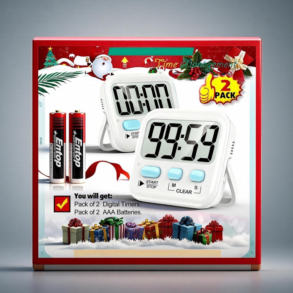 Durable Digital Timers Set with Memory Function – Perfect for Cooking & Study