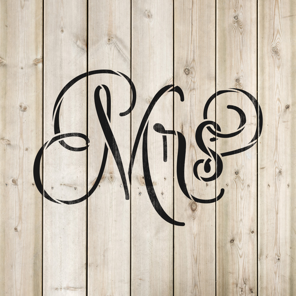 Mrs Wedding Label Stencil