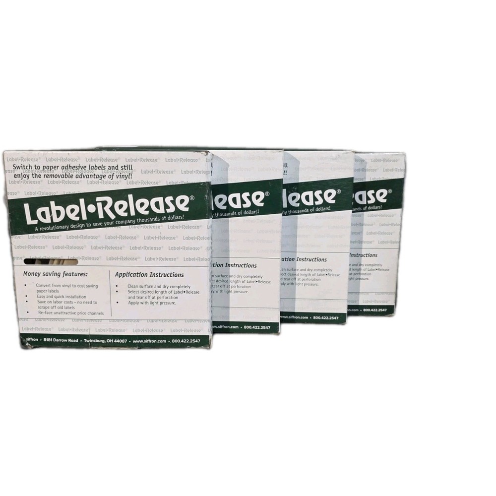 *4 Pack*  Siffron S01-LR-CLR-VPS Label Release 200' Rolls Clear