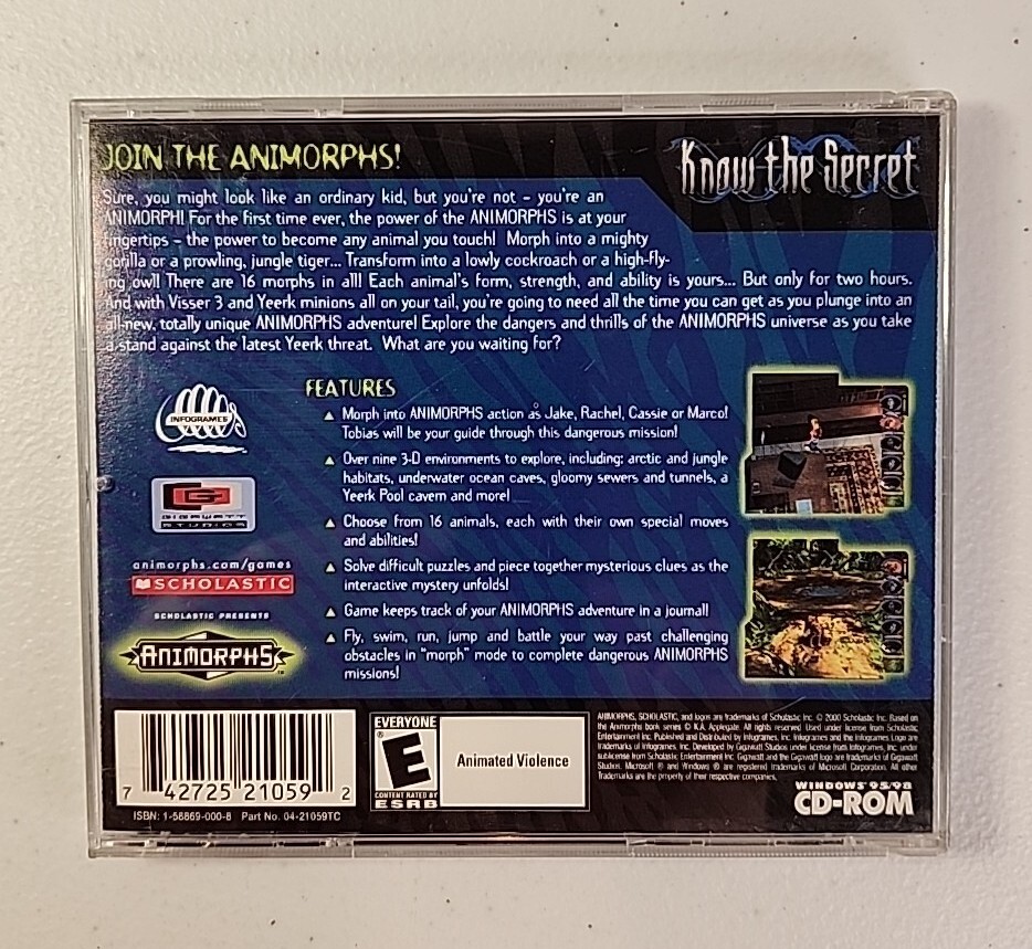 ANIMORPHS KNOW THE SECRET WINDOWS 95/98 CD-ROM GAME